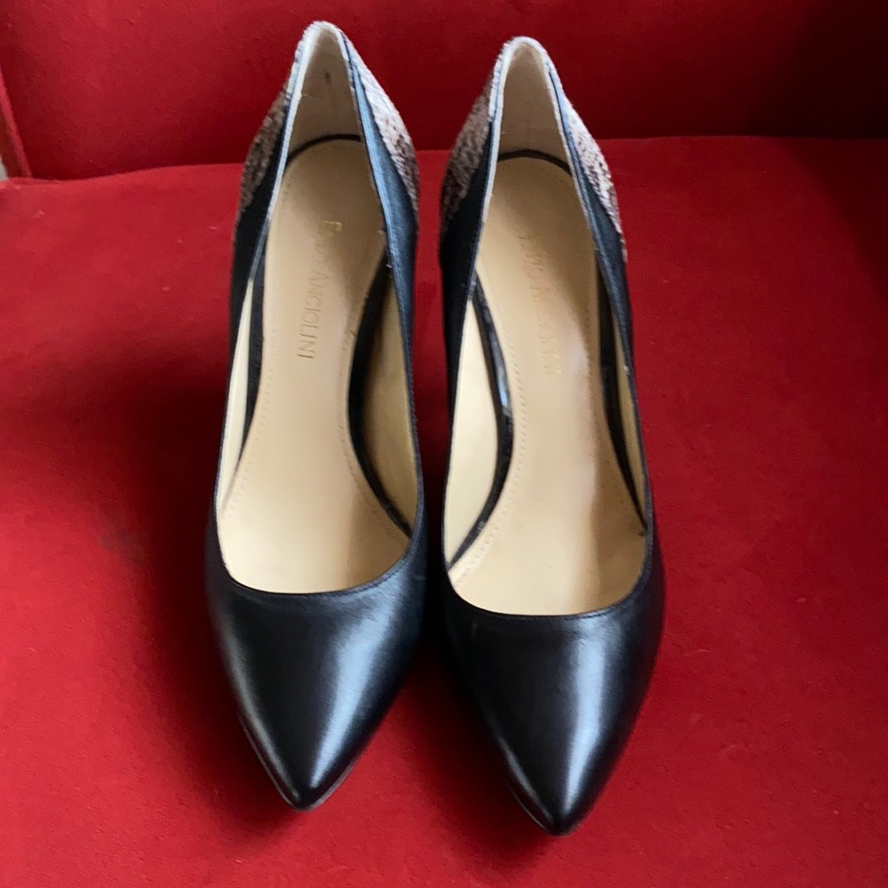 Enzo Anciolini 7.5 leather black & snakeskin back